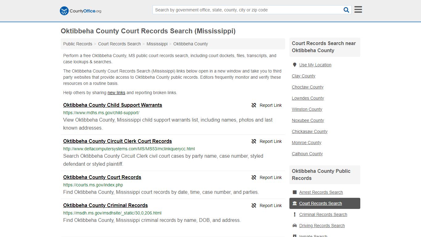 Oktibbeha County Court Records Search (Mississippi) - County Office