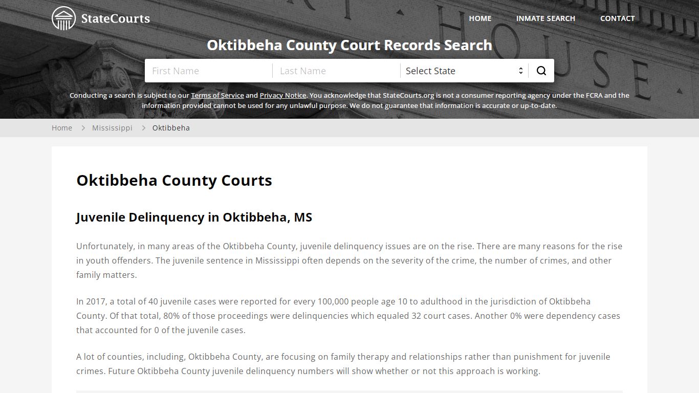 Oktibbeha County, MS Courts - Records & Cases - StateCourts