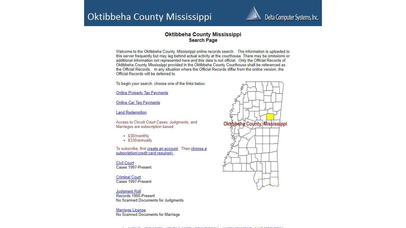 Oktibbeha County Mississippi - Delta Computer Systems